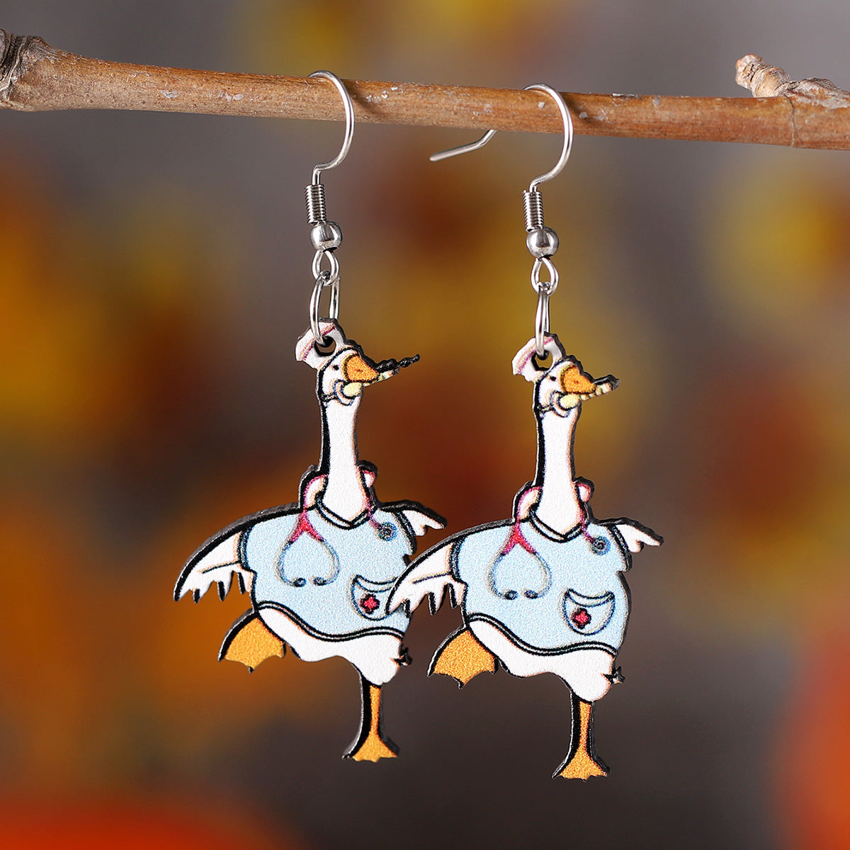 Wholesale Quirky Stethoscope Nurse Goose Double-sided Earrings