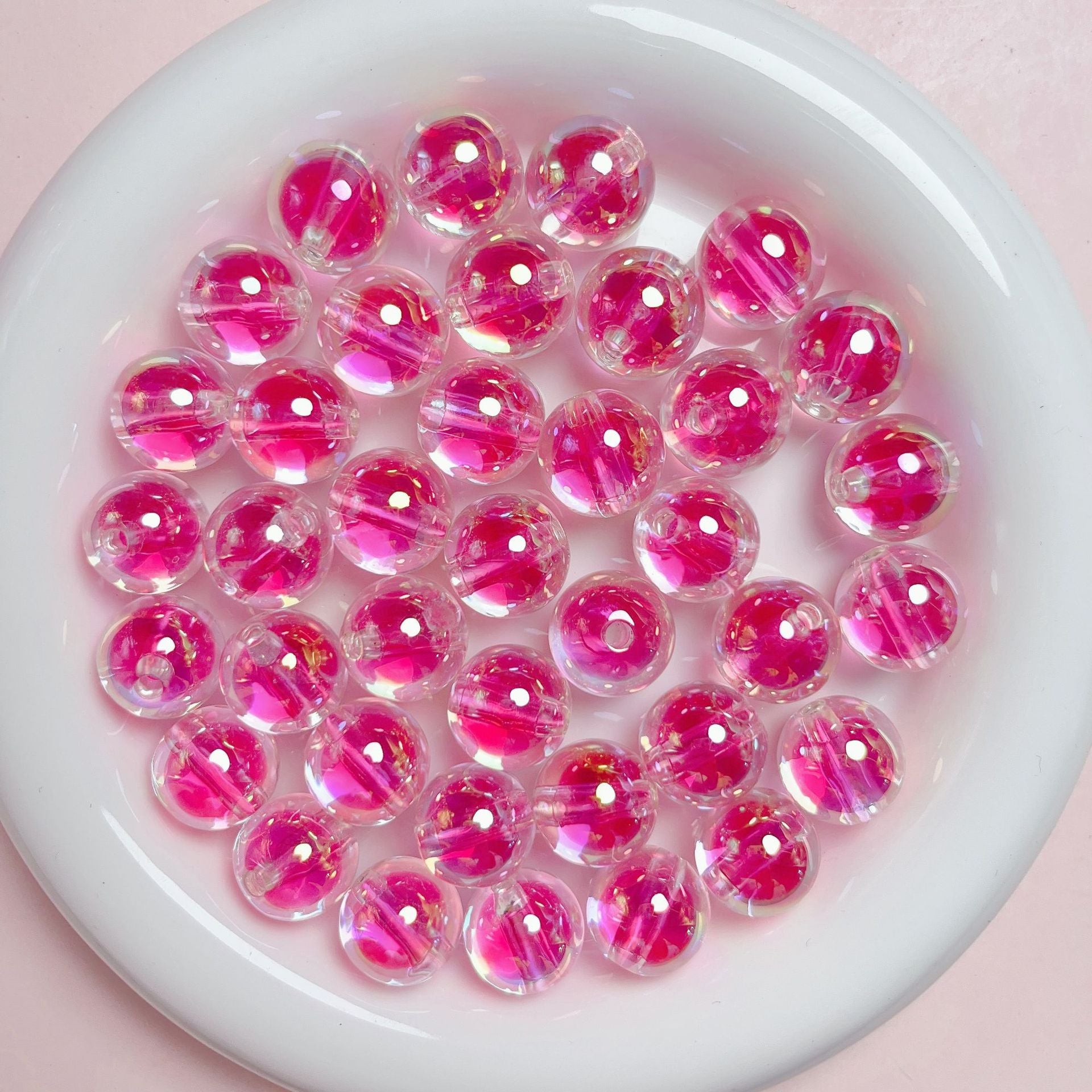 Wholesale 10pcs 16mm UV transparent sugar core round beads straight hole beads