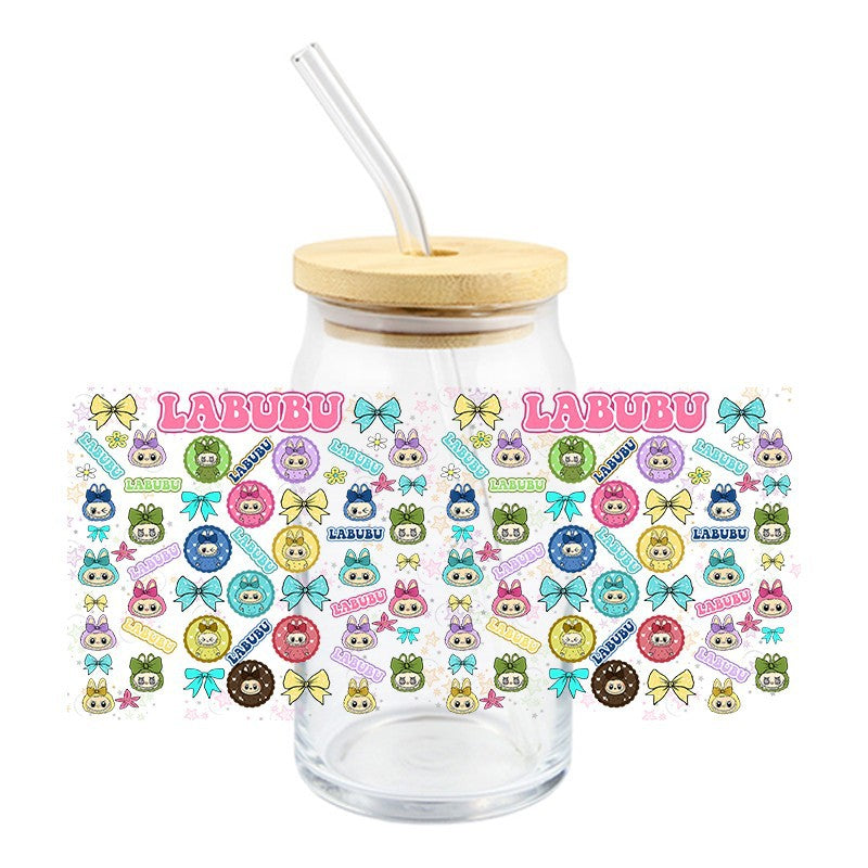 Wholesale 5pcs Colorful cute cartoon 16oz Cup UV DTF Wraps