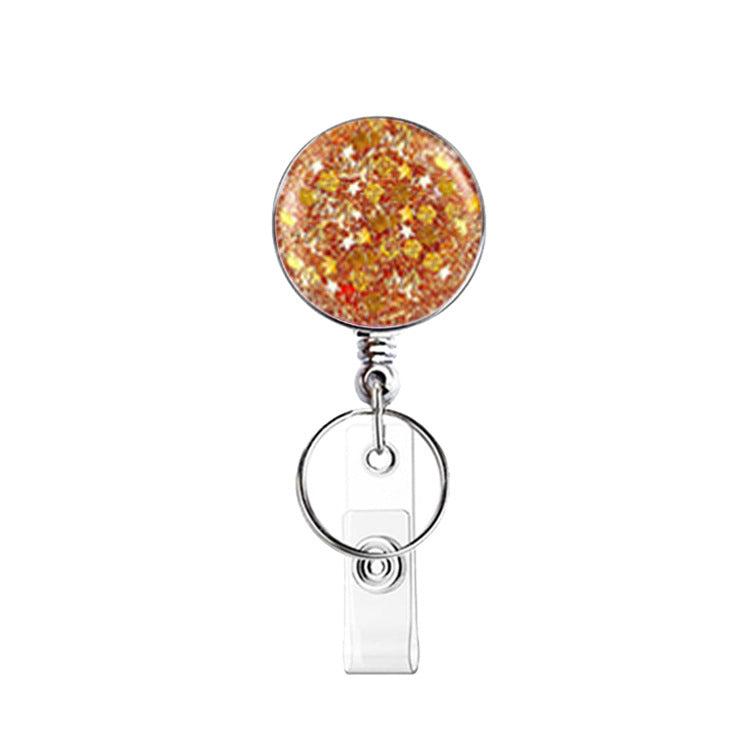 Wholesale UV Electroplated Resin Diamond Glitter Sequins Retractable Keychain