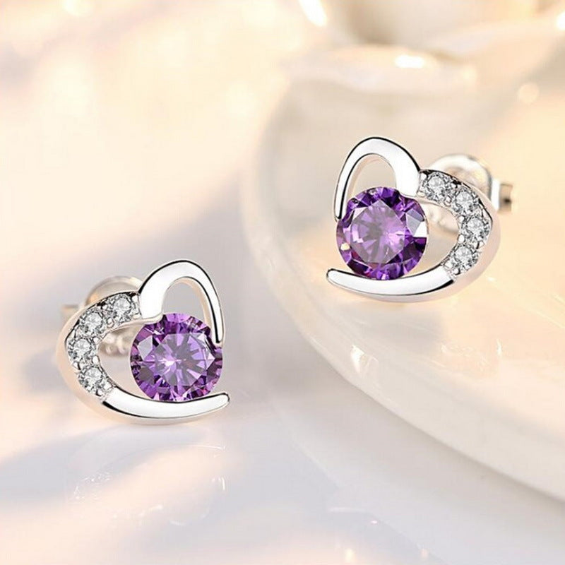 Wholesale Copper zircon hollow snowflake Valentine's Day earrings