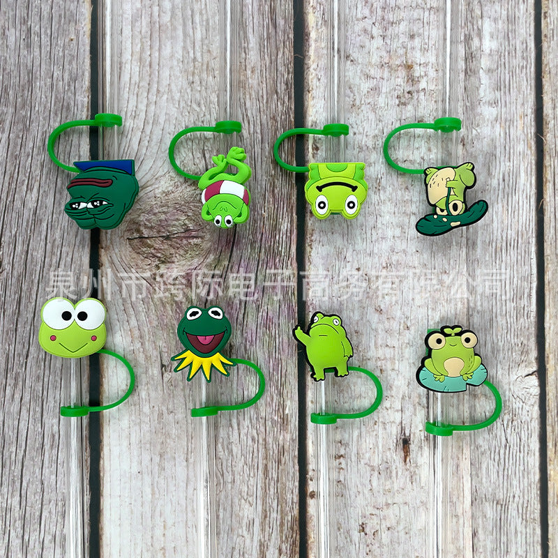 Wholesale 10 pcs Cartoon frog series straw cover straw cap silicone dust plug
