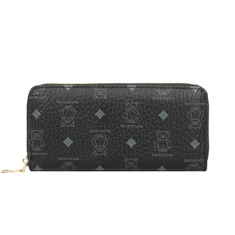 Wholesale Bear Print Single Zip Multi-Card Wallet