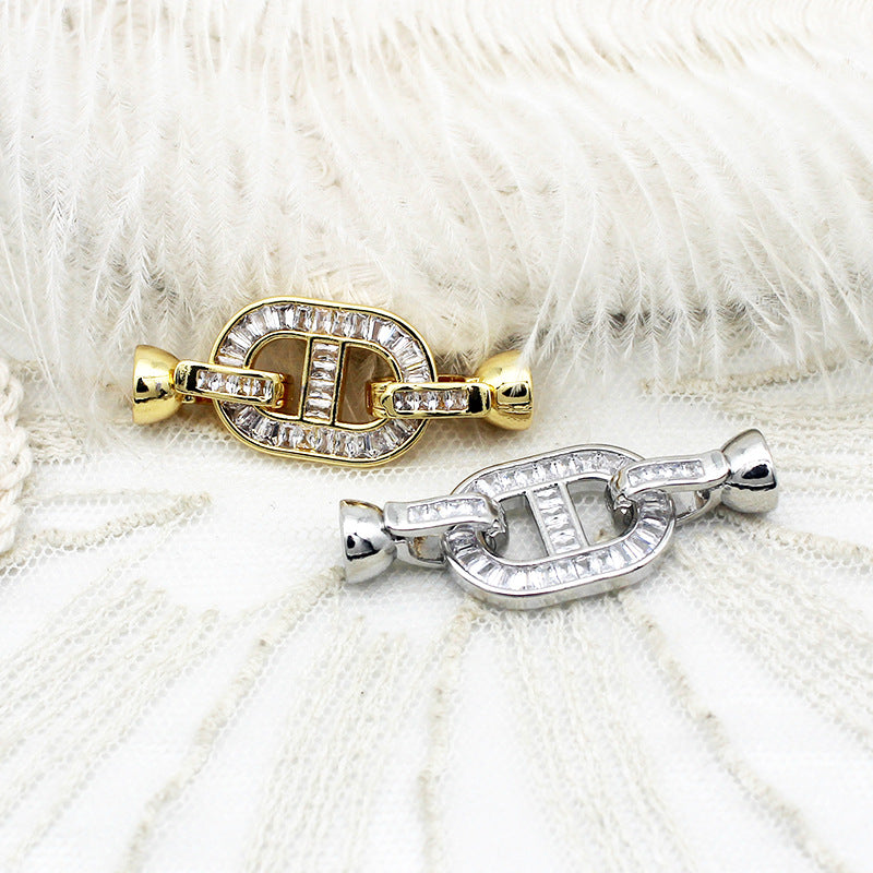 Wholesale Micro Inlaid Pig Nose DIY Accessories Copper Connecting Buckle