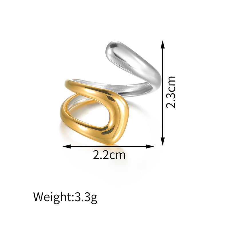 Wholesale Trendy Two Tone C Shape Geometric Stainless Steel Ring Women S Fashion Accessory For Everyday Jewelry Gift Boutique Resale