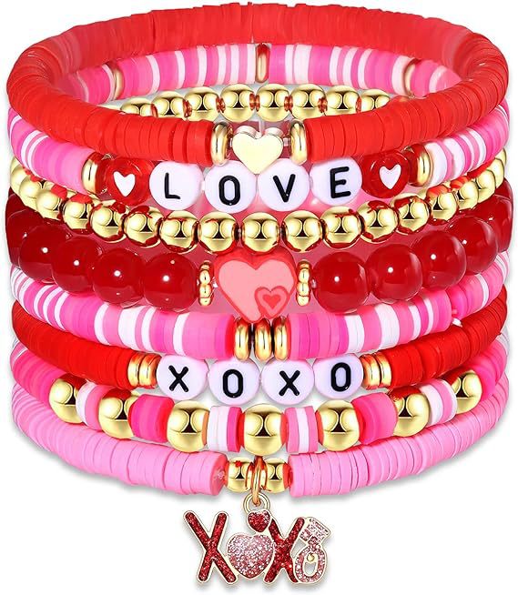 Wholesale Valentine's Day Polymer Clay Love Pendant Resin Beaded Bracelet