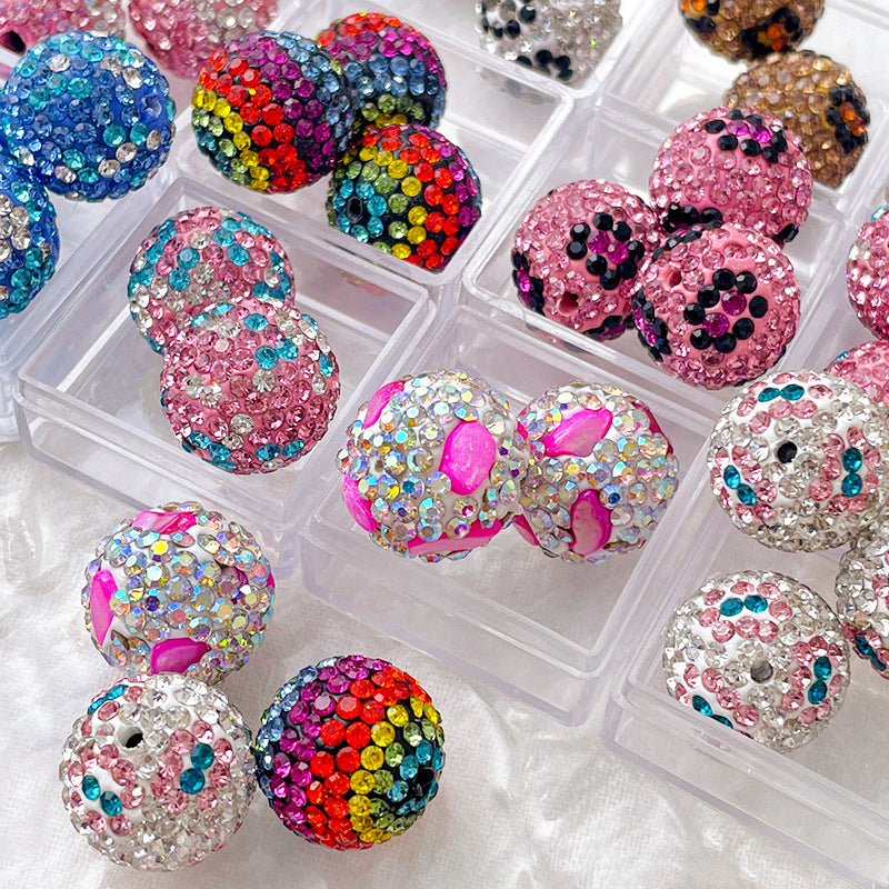Wholesale Contrasting Black Pink and White Leopard Print Acrylic Diamond Beads