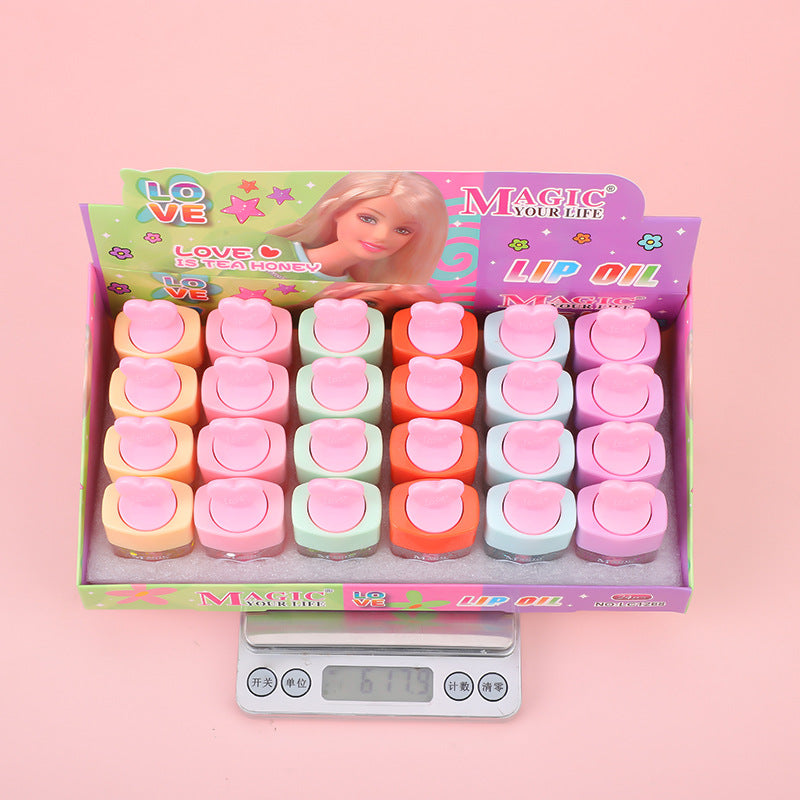 Wholesale 24pcs Cute Love Heart Cover Ice Cream Gold Foil Color Changing Lip Glaze