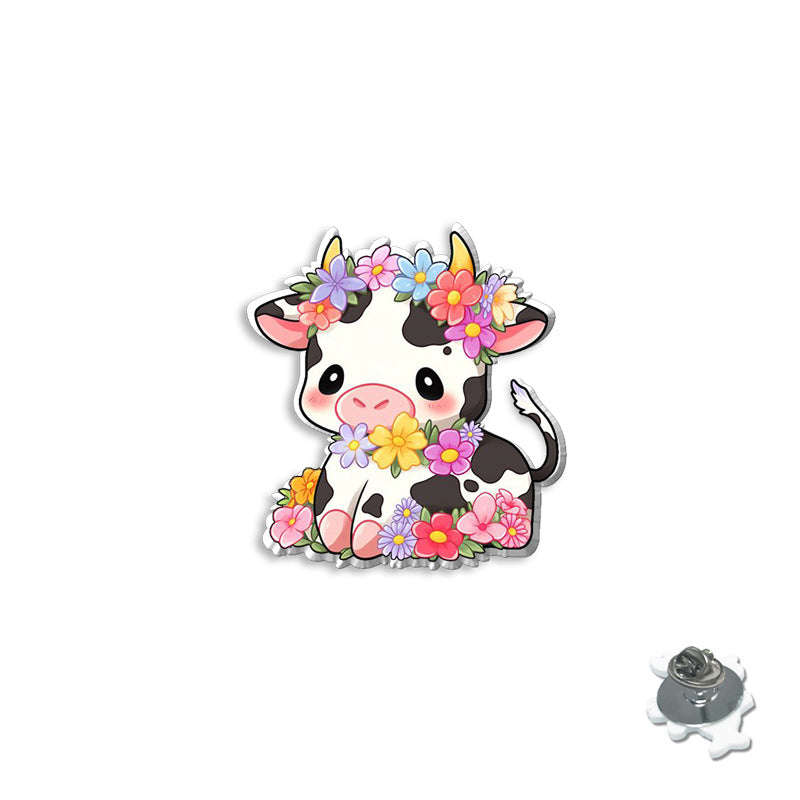 Wholesale Cartoon Cute Cow Brooch Acrylic Collar Pin