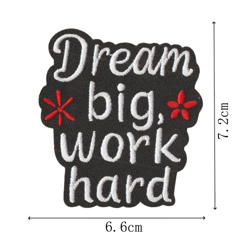 Wholesale Embroidered Patch Set Of 9 Cartoon Math English Phrase Iron On Applique For Clothing Bags Towels DIY Craft Supply