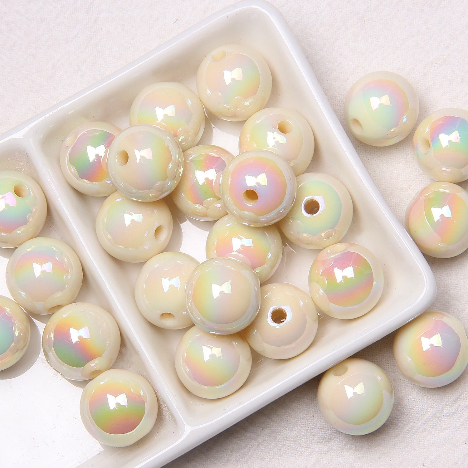 Wholesale 20pcs acrylic plated color beaded hand-painted beads ovules diy