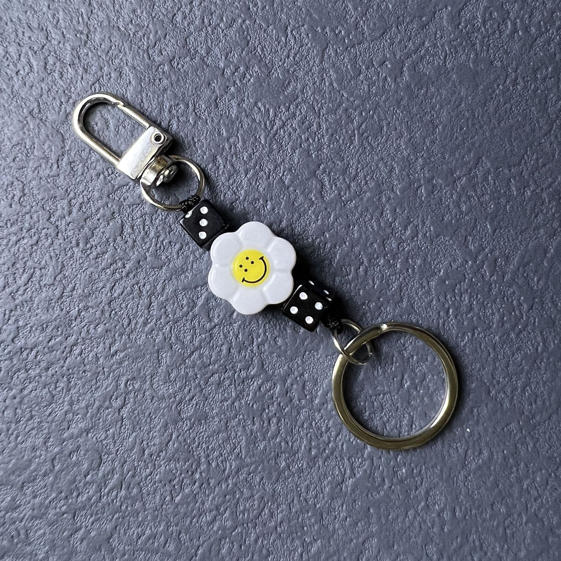 Wholesale Smiley Face Dice Number Personalized Keychain