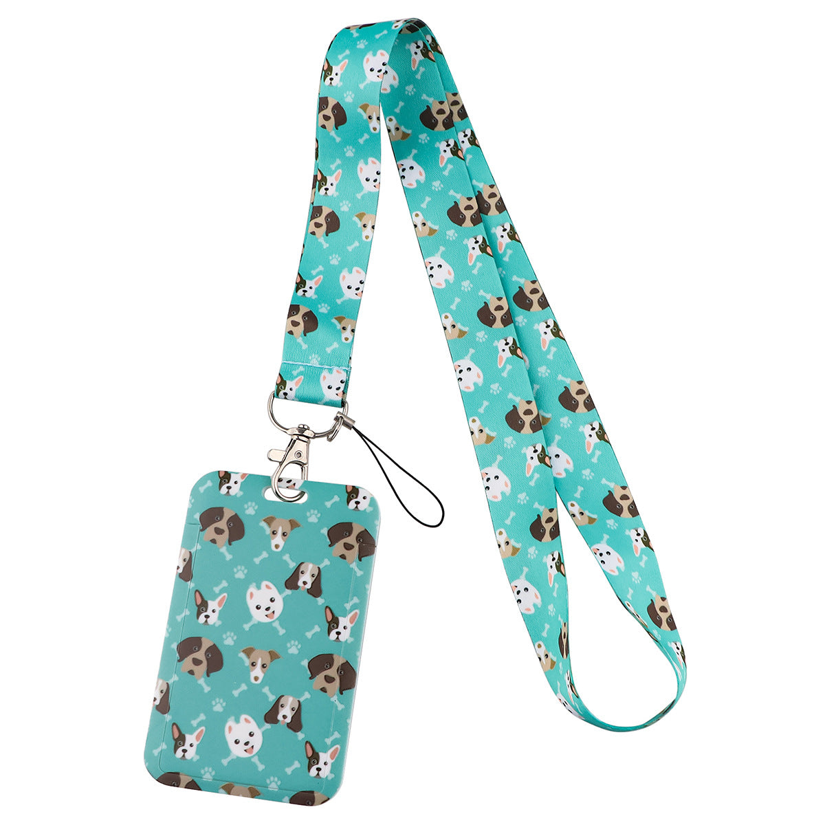 Wholesale Puppy Dog Paw Print Card Holder Webbing Polyester Lanyard Keychain