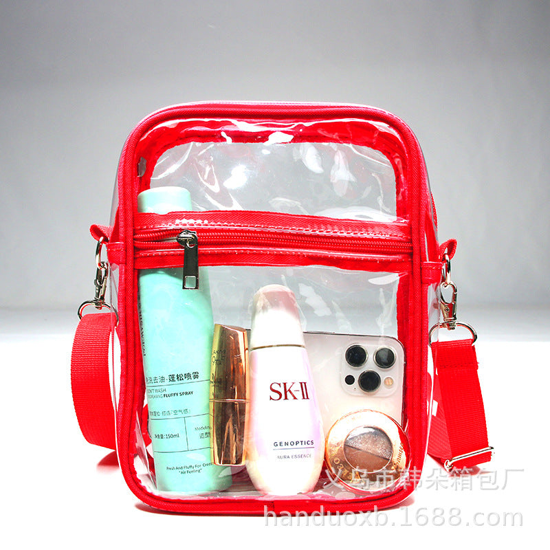 Wholesale Transparent PVC Zippered Adjustable Crossbody Bag