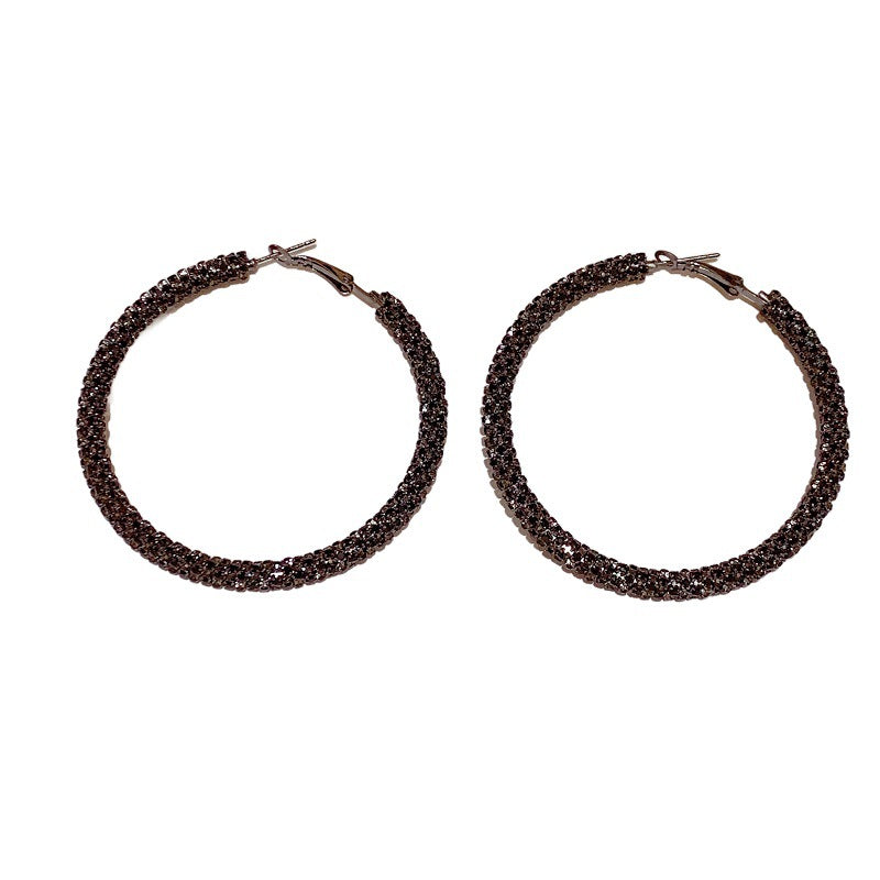 Wholesale Fashion Light Luxury Diamond Large Women's Round Simple Elegant Earrings