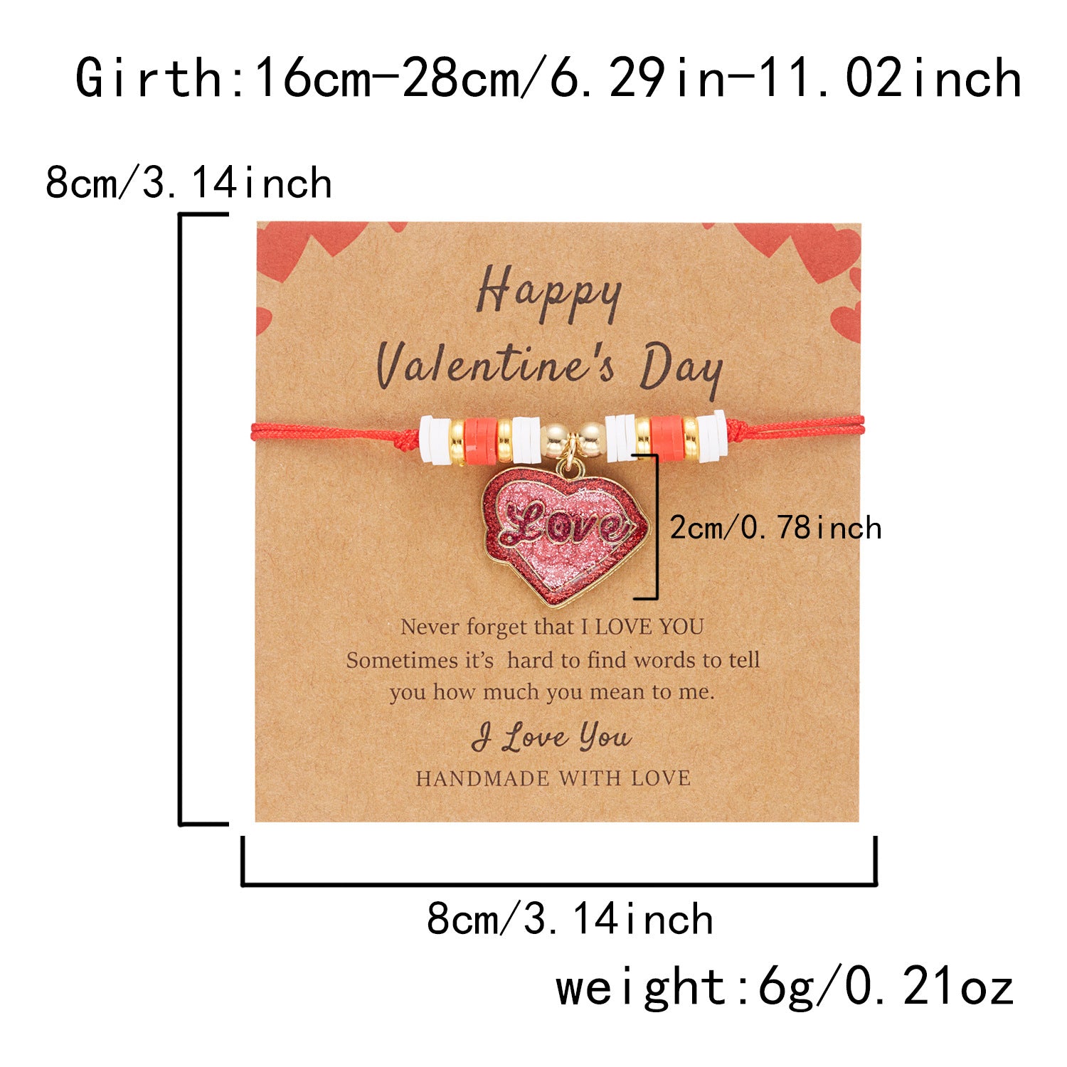 Wholesale Valentine' s Day woven love Clay Bead bracelet