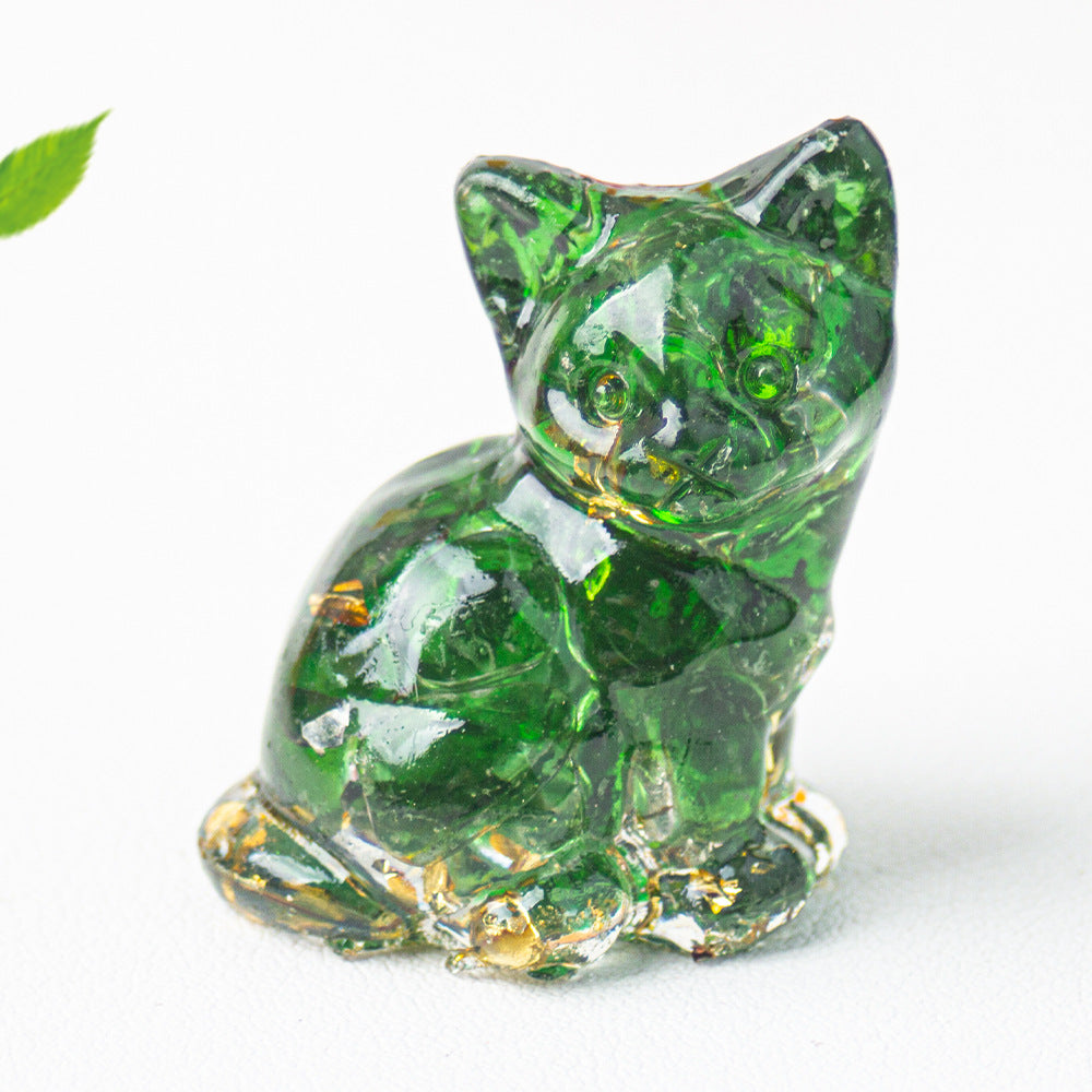Wholesale Natural crystal gravel cute cat ornaments