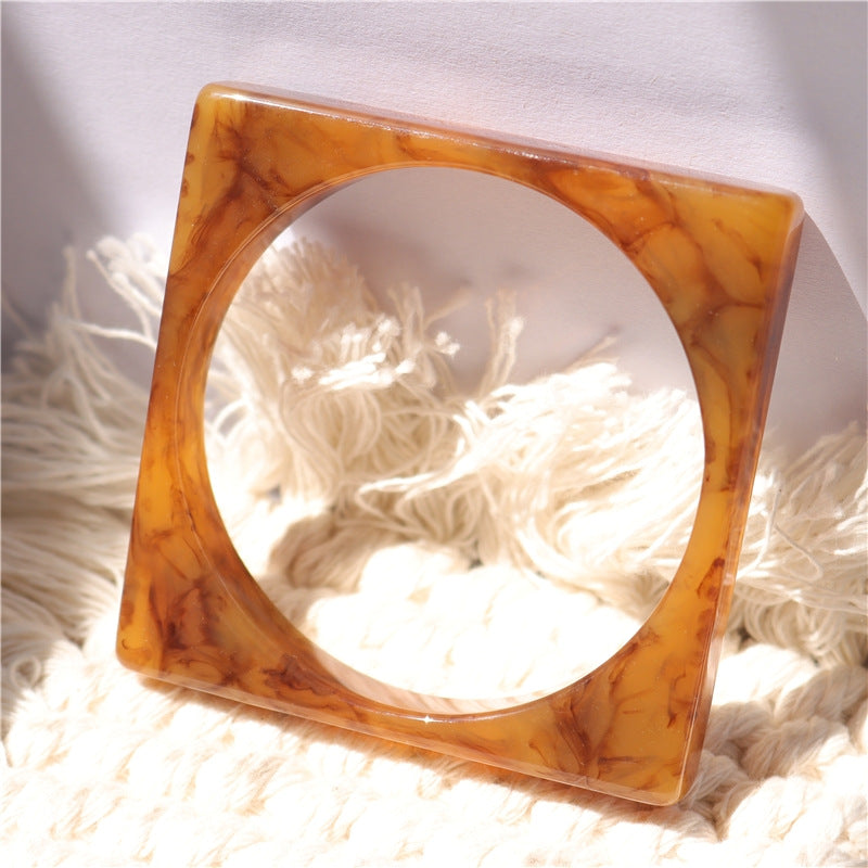 Wholesale Fashion Marble Patterned Acrylic Shaped Resin Square Circular Bracelet