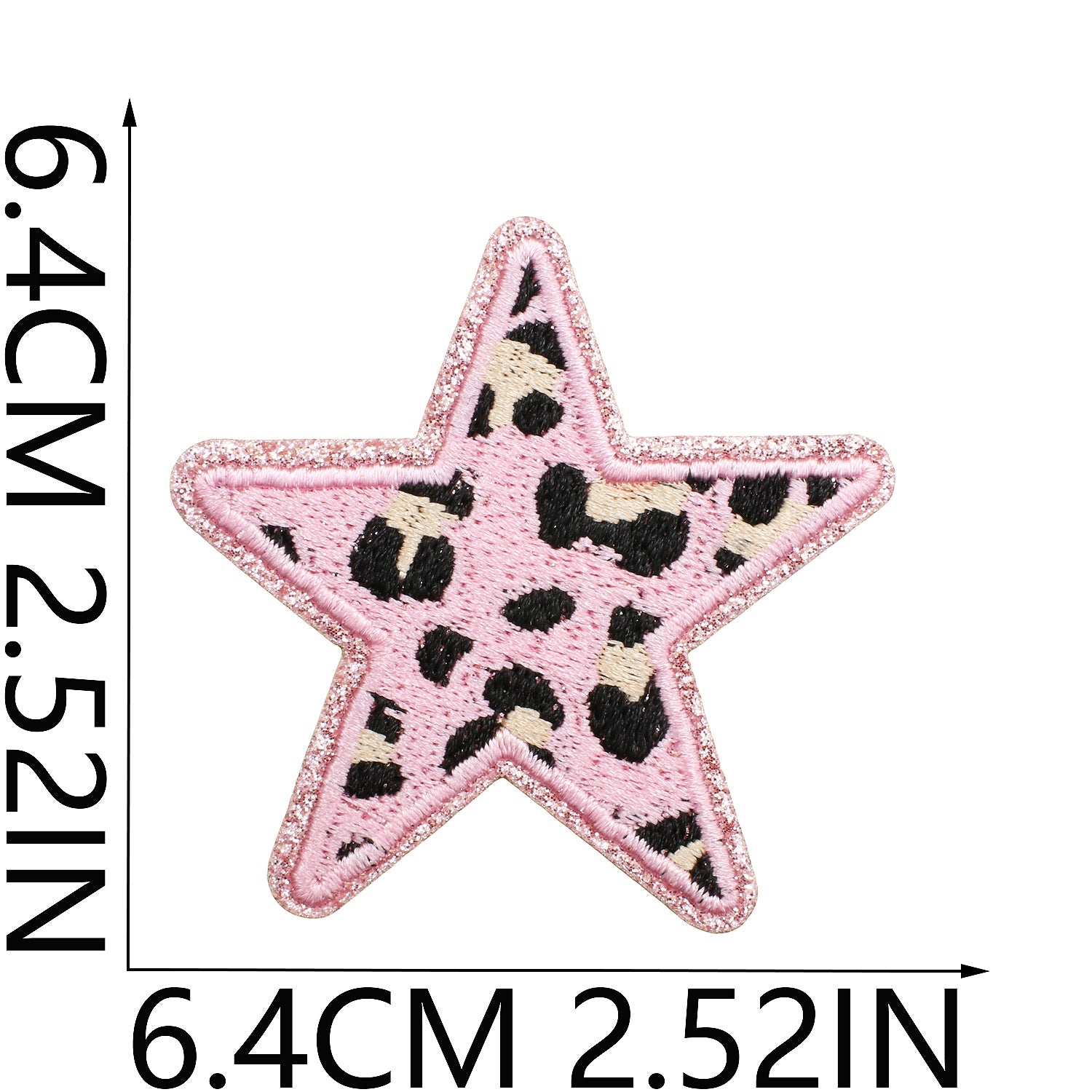 Wholesale Leopard Print Glitter Star Embroidered Patch Polyester Applique For Clothing Bags DIY