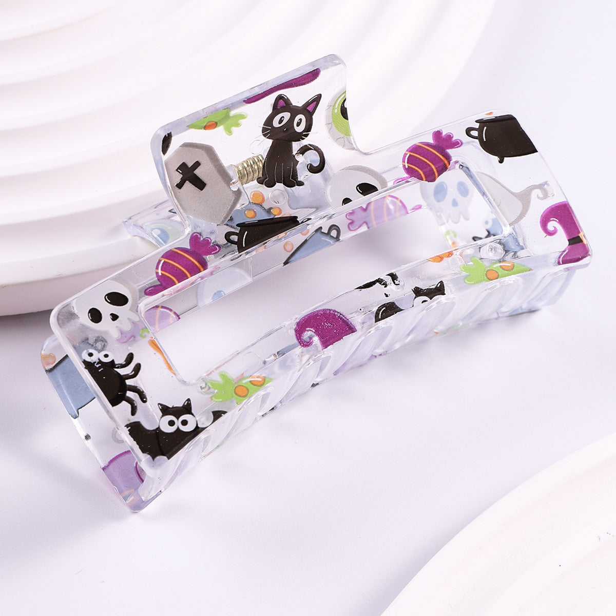Wholesale Christmas Square Transparent Printed Grab Clip Shark Clip