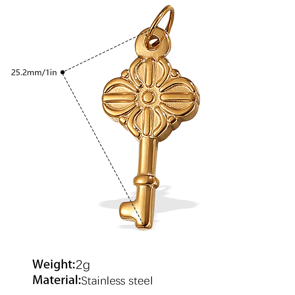 Wholesale Stainless steel 18K gold-plated small DIY key pendant