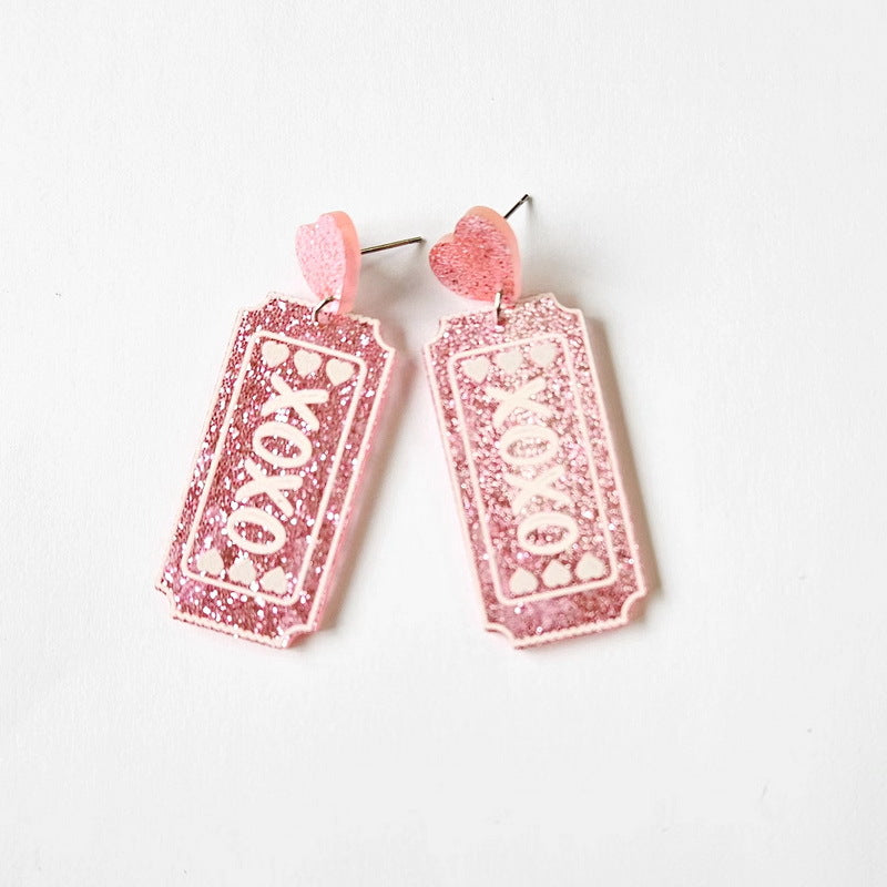 Wholesale Valentine's Day XOXO Heart Acrylic Earrings