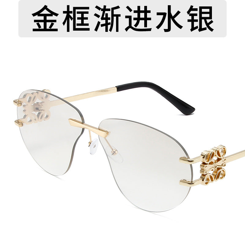 Wholesale Metal Frameless Shaped Sunglasses  Gradient Hip Hop Punk Sunglasses Suitable for Riding Cool Glasses