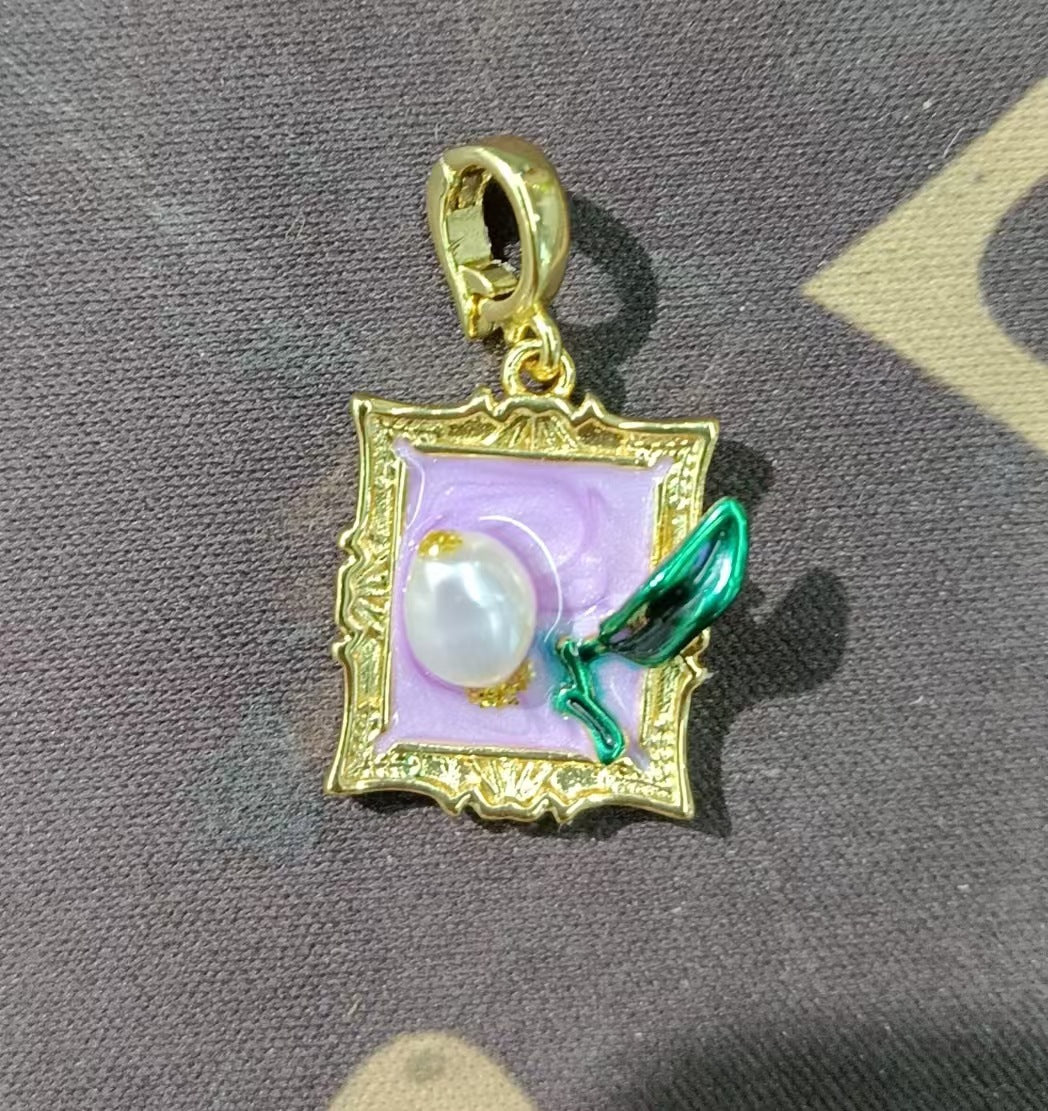Wholesale Copper antique style enameled tulip flower pendant