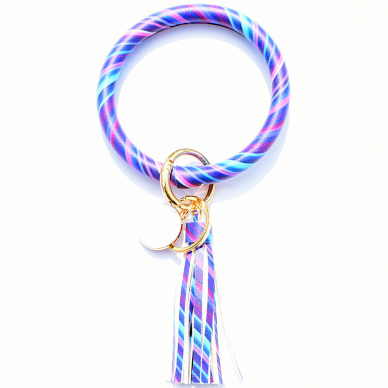 Wholesale Christmas Leaves Snowflakes Wind Chimes PU Bracelet Keychain