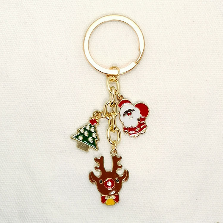 Wholesale Christmas Santa Claus Elk Snowman Alloy Keychain