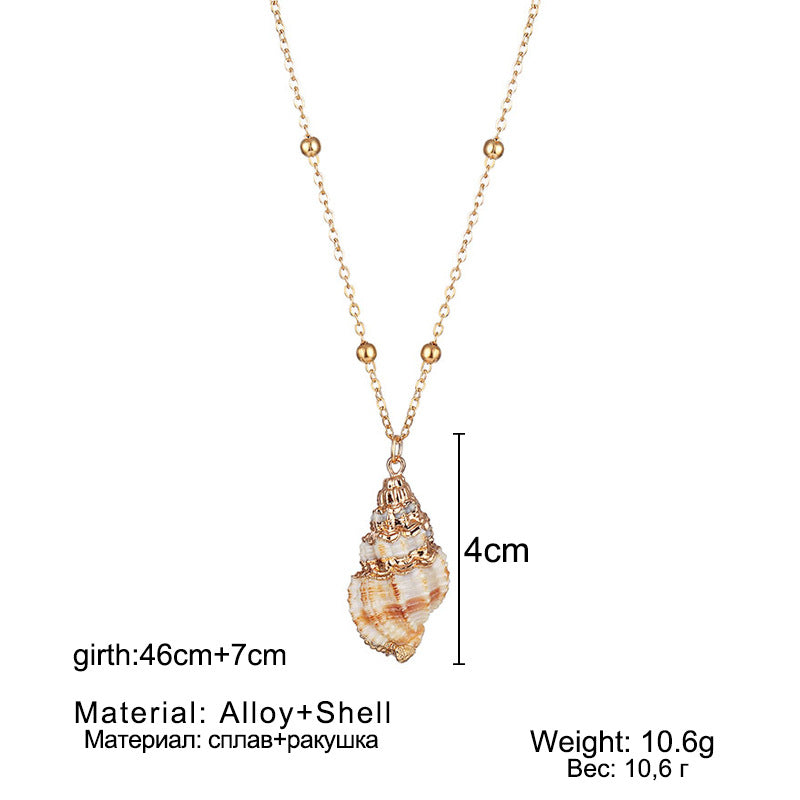 Wholesale Conch pearl necklace natural shell pattern pendant Bohemian