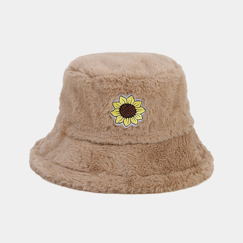 Wholesale Winter Sunflower Fisherman Hat Thickened Warm Plush Hat