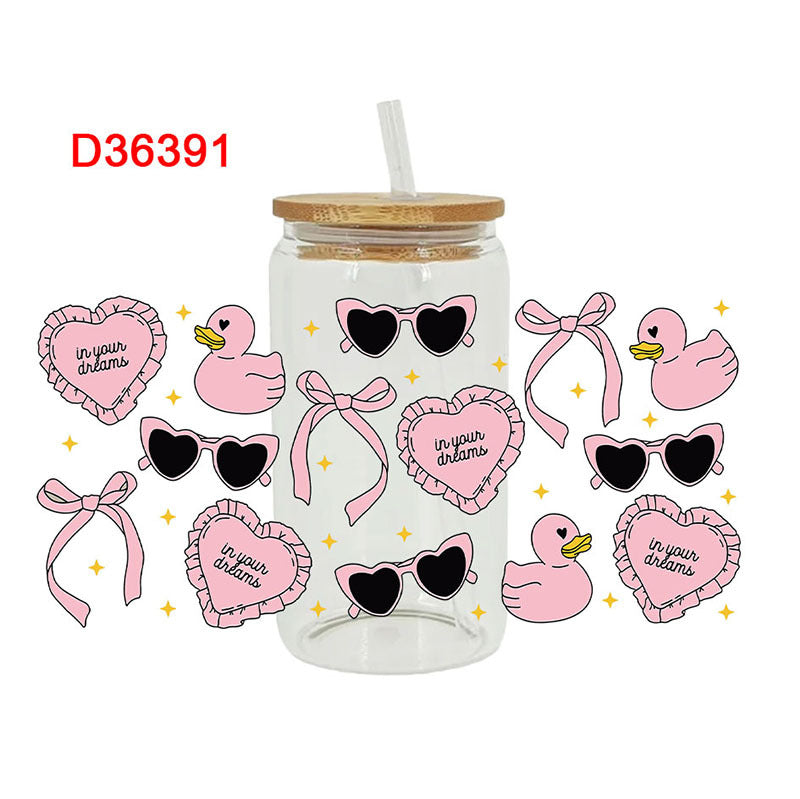 Wholesale UV transfer sticker glass cup crystal label crystal sticker 16OZ UV DTF WRAPS