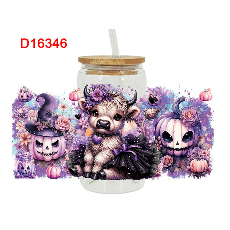 Wholesale Colorful flower calf   16oz Cup UV DTF Wraps