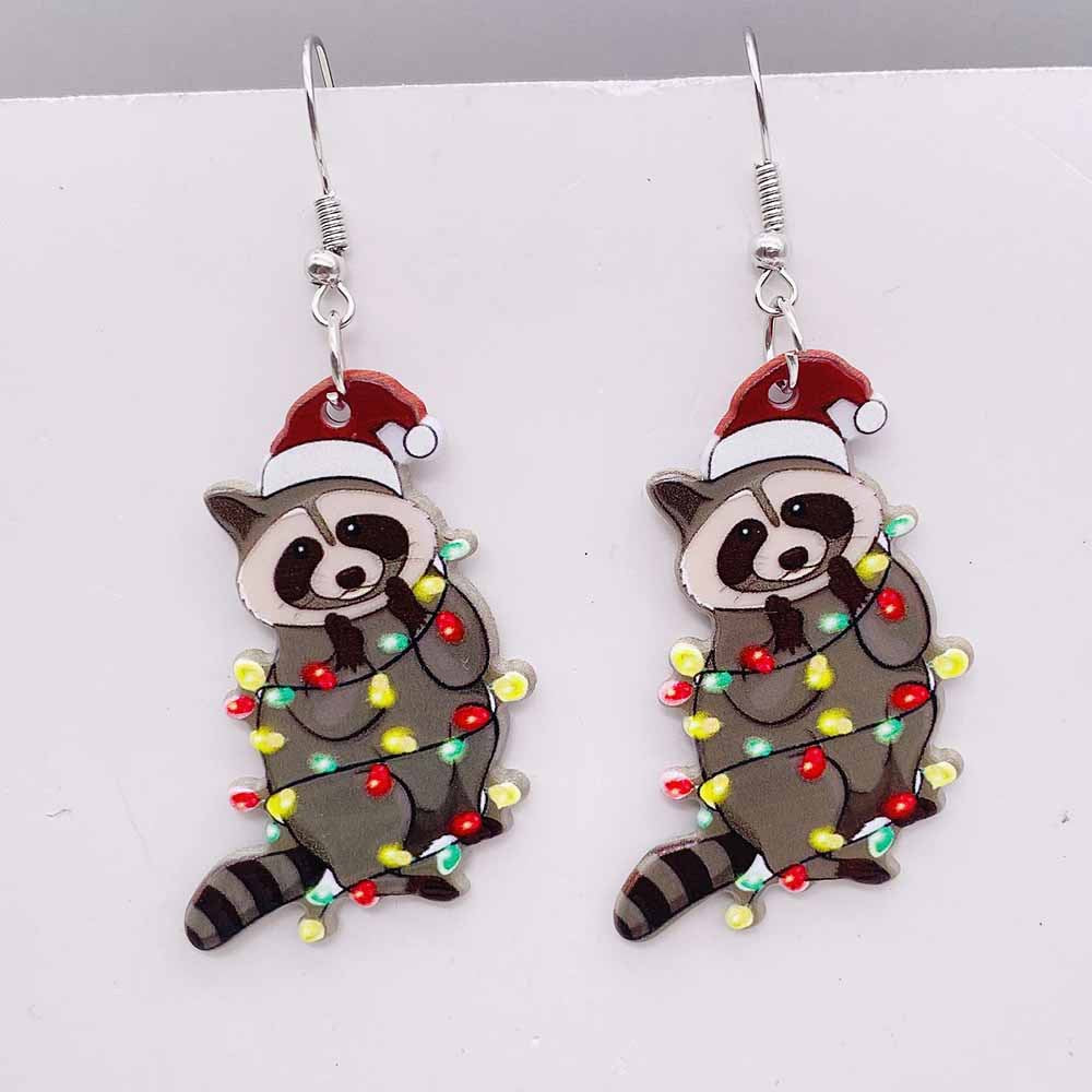 Wholesale Christmas Leopard Print Red Plaid Christmas Tree Acrylic Earrings