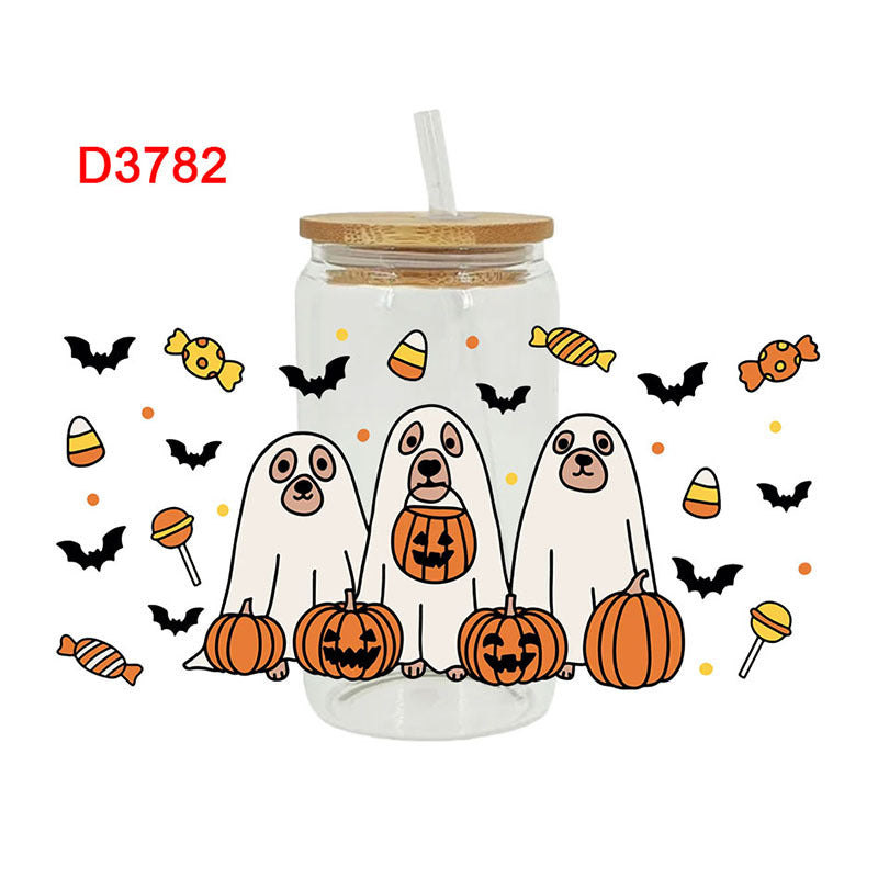 Wholesale Ghost Pumpkin Halloween 16oz Cup UV DTF Wraps