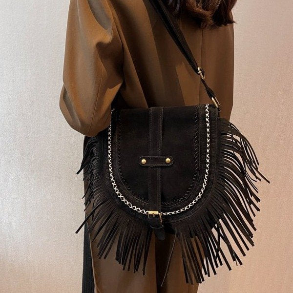 Wholesale PU Vintage Tassel Ethnic Shoulder Bag