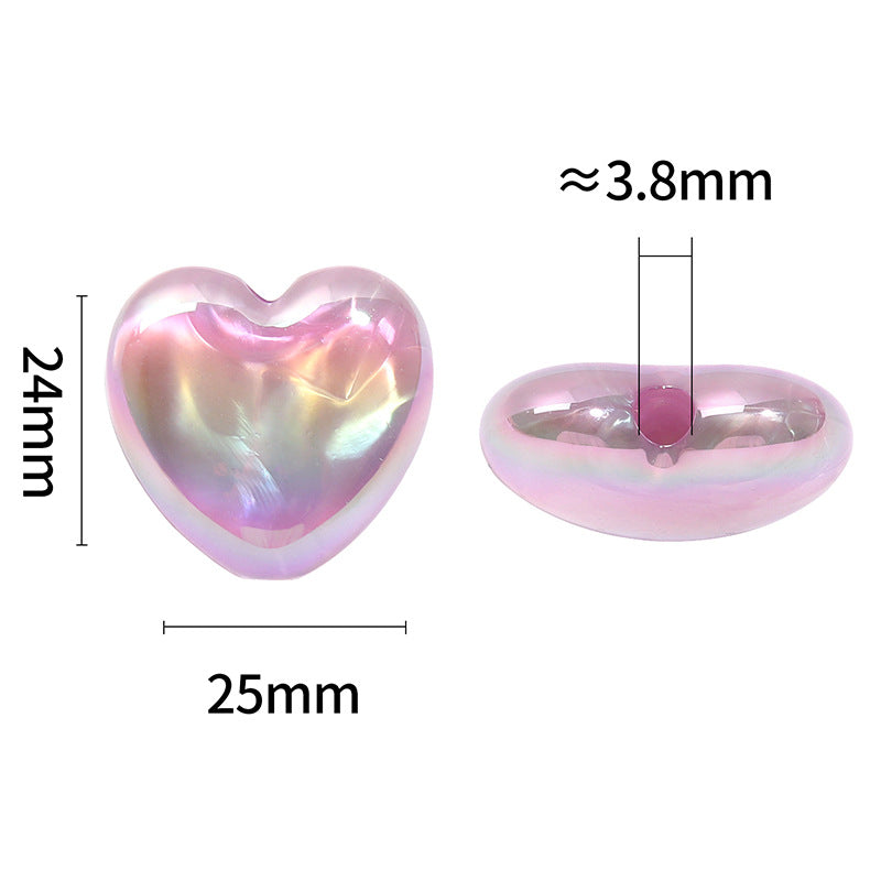 Wholesale 100pcs/pack Heart Through Hole Beaded Acrylic Loose Beads DIY