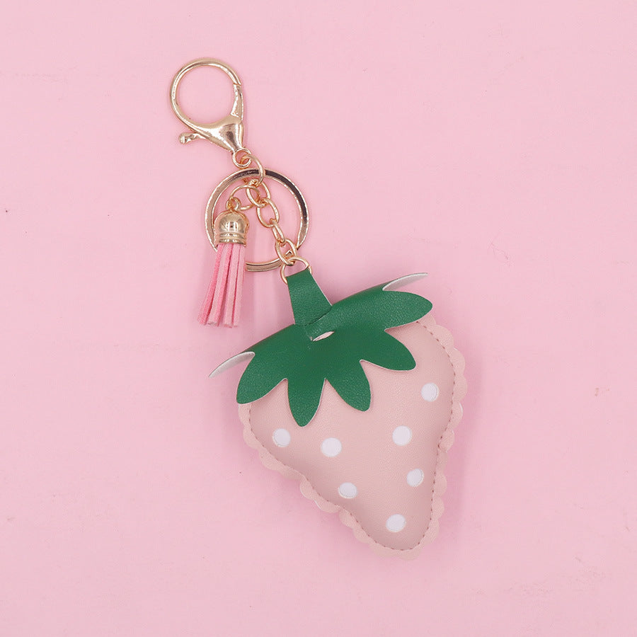 Wholesale Strawberry Leather Keychains