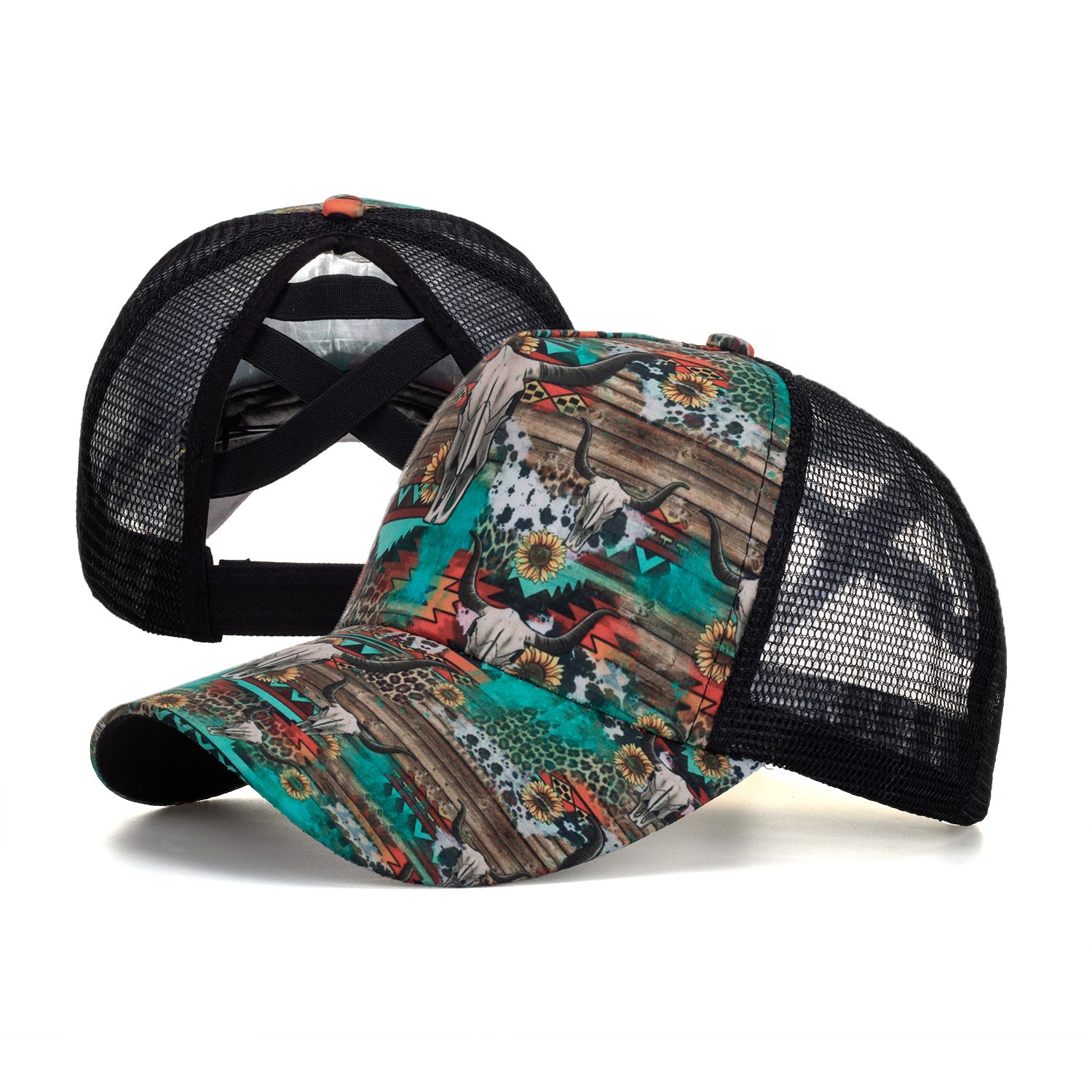 Wholesale  cow's head horizontal cross net cap baseball cap