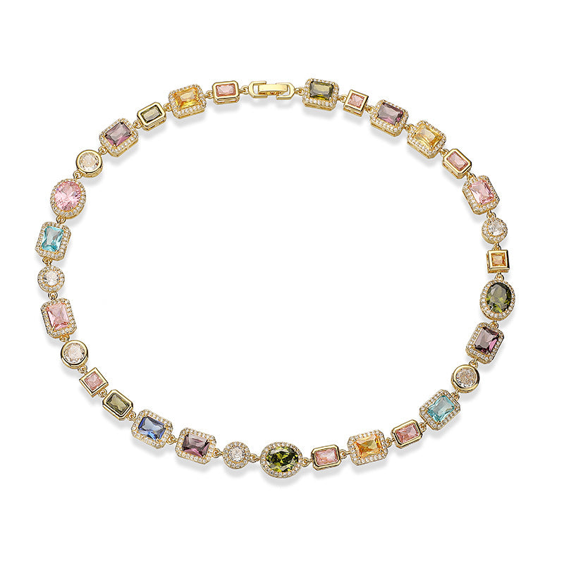 Wholesale Luxury Geometric Colored Diamond Choker Necklace