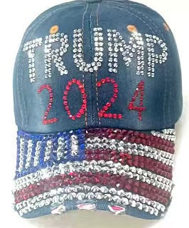 Wholesale New Baseball Cap Flag Denim Diamond-encrusted Election Event Cap Sunshade Sunscreen Cap Tide Cap