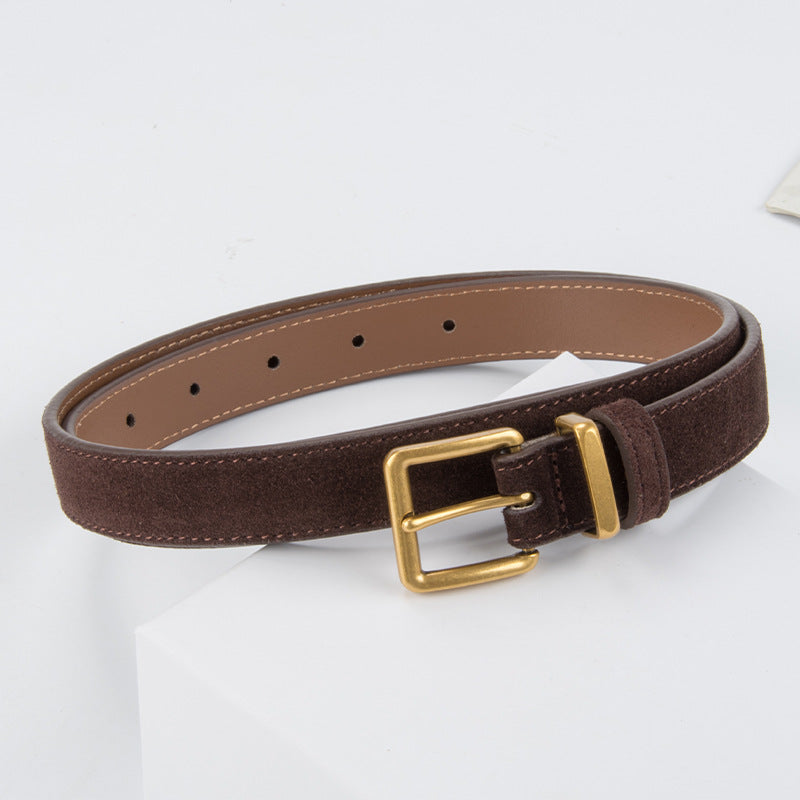 Wholesale Suede leather women' s retro cowhide belt