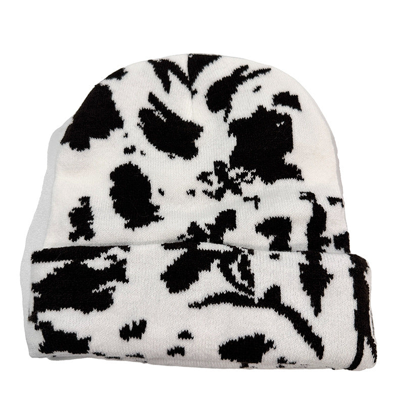 Wholesale Cow Leopard Print Net Red Jacquard Knit Hat