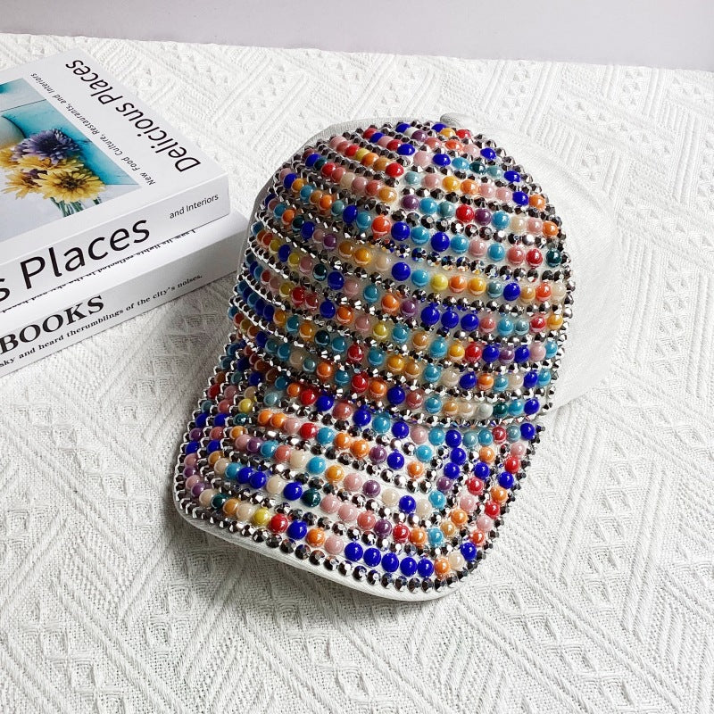 Wholesale Colorful Pearl Rhinestone Baseball Cap