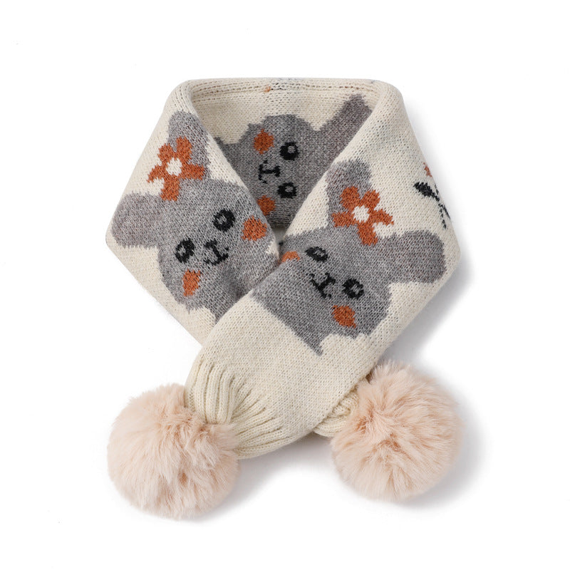 Wholesale Children's Rabbit Hair Ball Knitted Wool Scarves