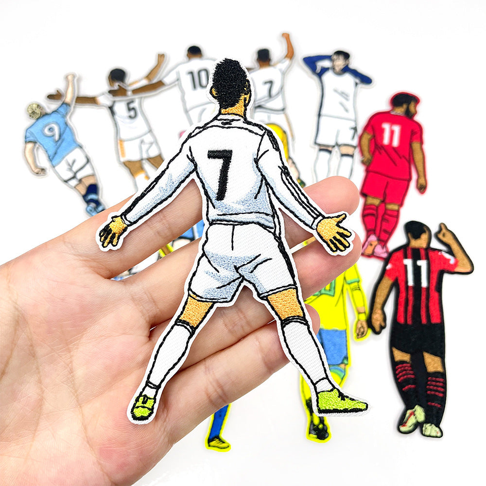 Wholesale Football Star Embroidered Patch Iron On DIY Cloth Badge For Clothing Stylish Fashion Accessory For Resale
