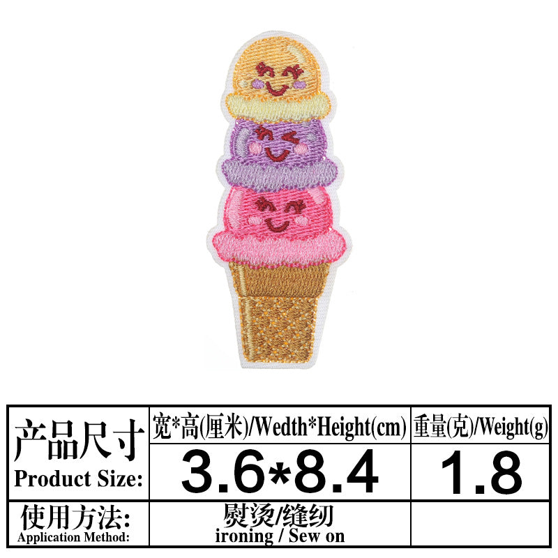 Wholesale Cloth Stickers French Fries Vase Computer Embroidery Stickers Skates Patch Stickers Garment Bag Decorative Appliques