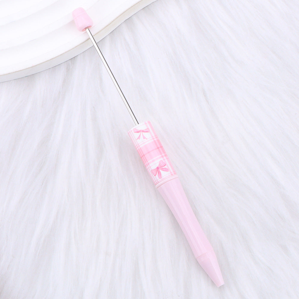 Wholesale New DIY pink bow print beaded pen girly pink