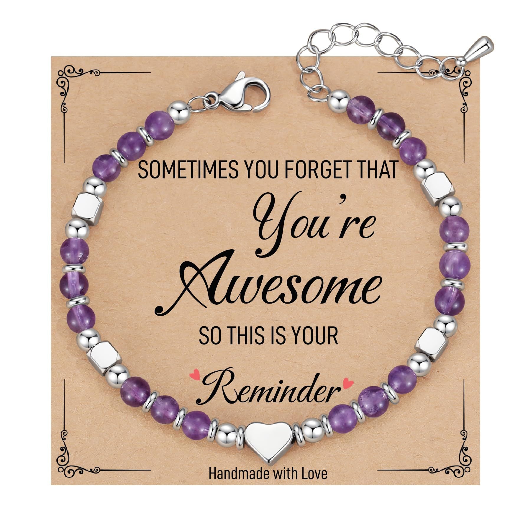 Wholesale  Natural Stone Crystal Peach Heart Colorfuled Beaded Stainless steel Bracelet